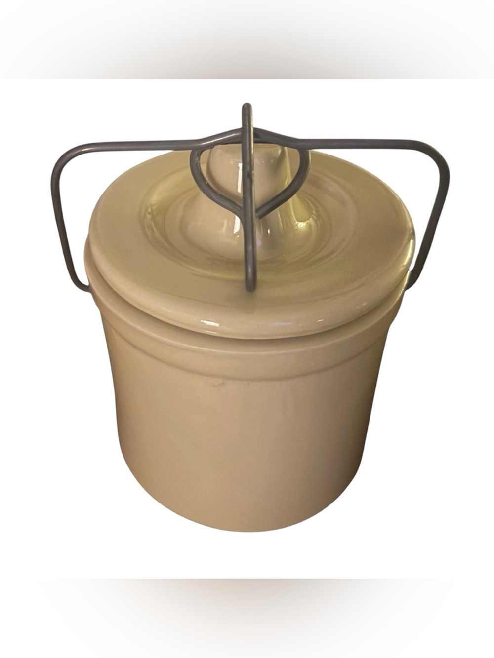 Vintage RECO Stoneware Cheese & Butter Crock w/ Locking Wire Bail Lid
